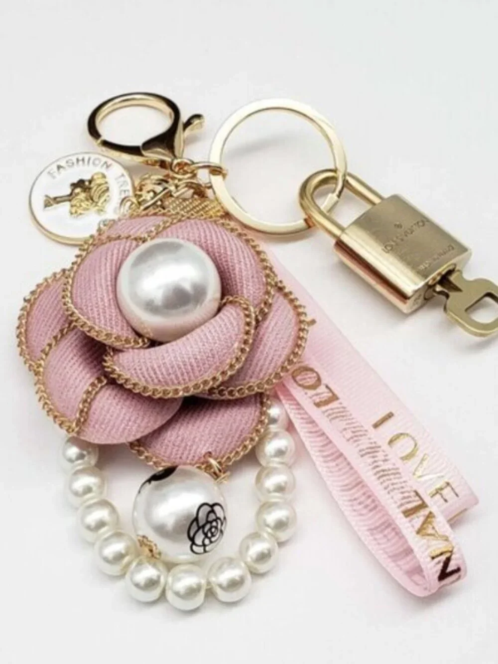 Authentic Louis Vuitton Gold Lock & Key 🔑 Bag Charm w/ Unbranded Flower Charm